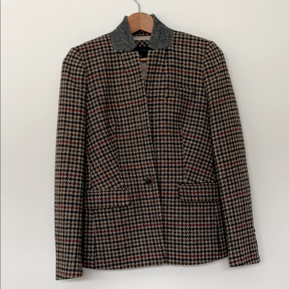 J. Crew Houndstooth Blazer in Black and Brown